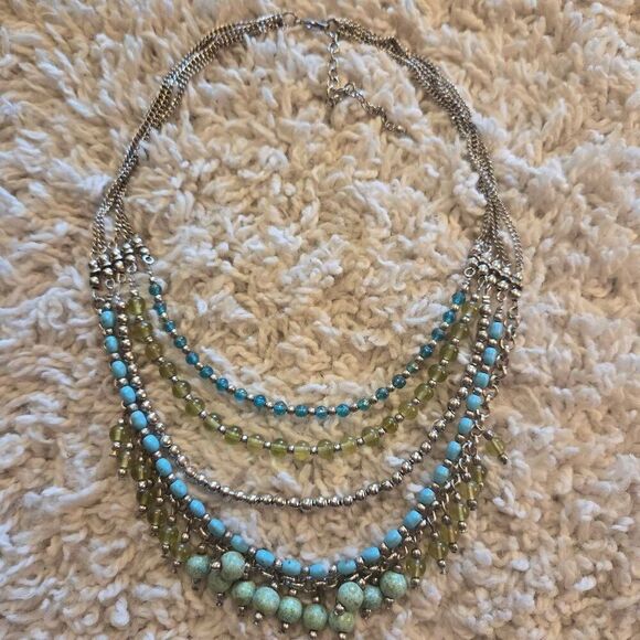 NWOT 5 strand Mixed Bead Necklace Turquoise - Picture 4 of 7